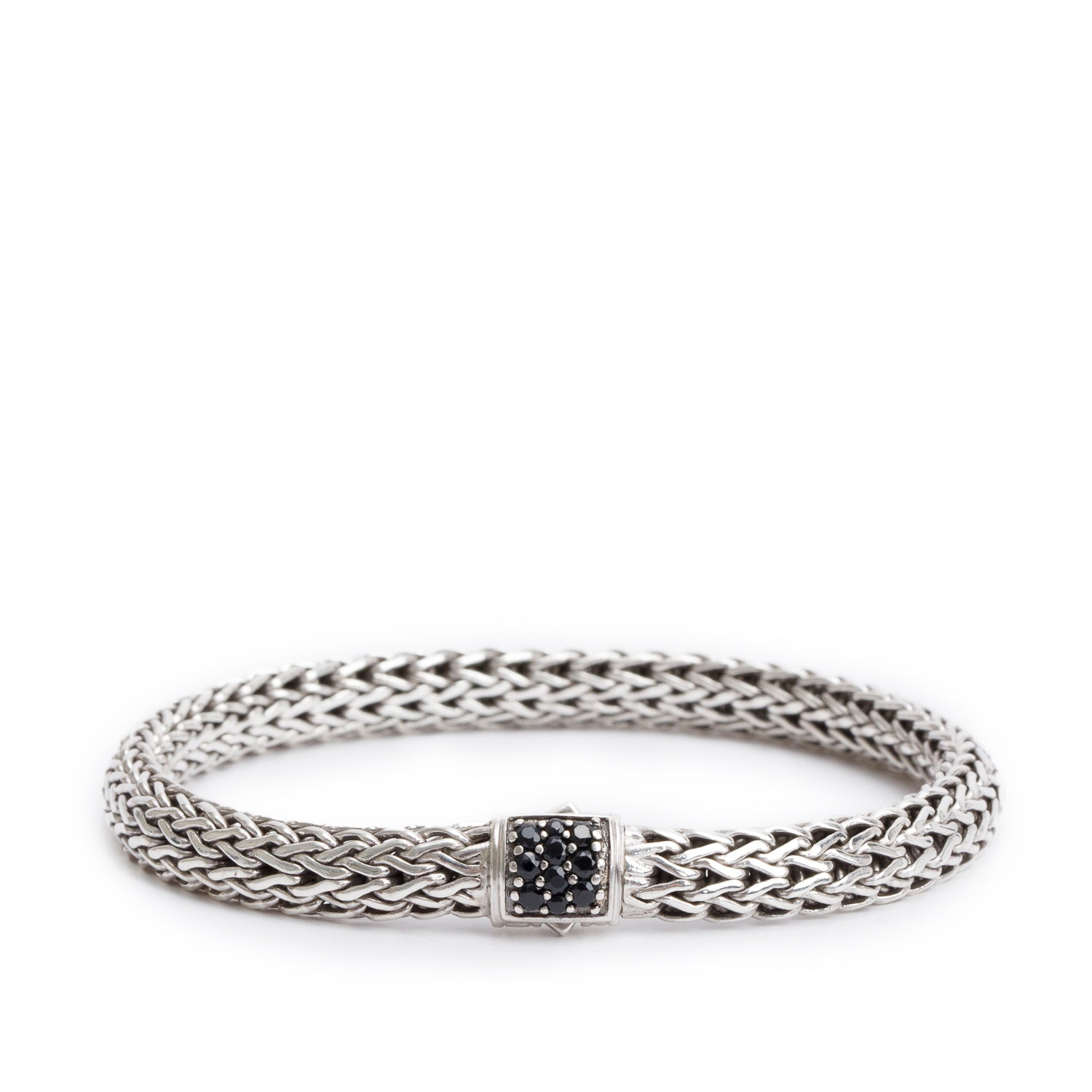 John Hardy Sterling Silver 6.5 MM Classic Chain Bracelet with Black Sapphire