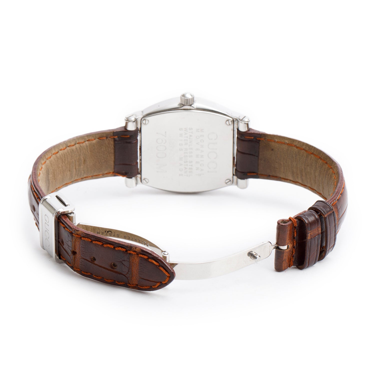 Gucci Stainless Steel 7600 Series Quartz Watch Rose Gold Tone Dial