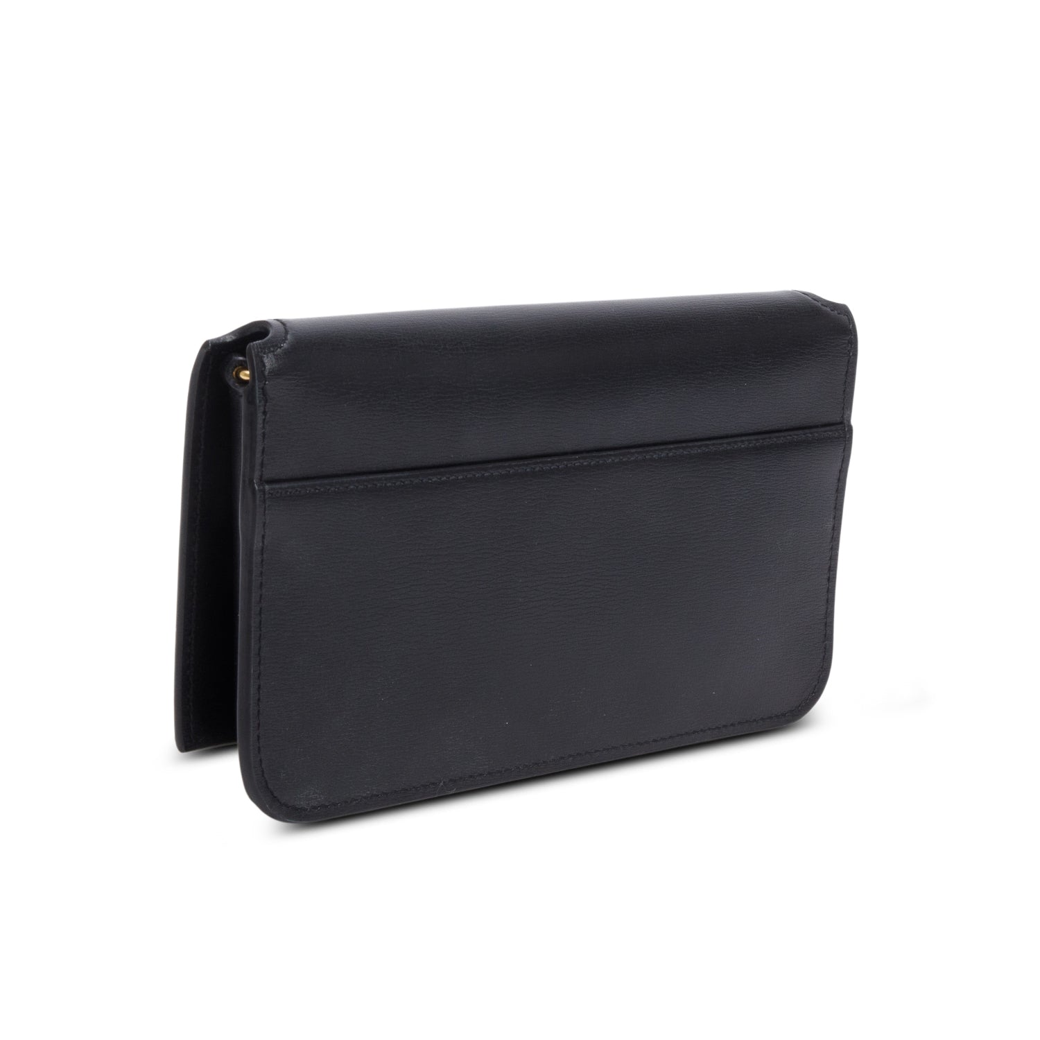 Saint Laurent 2022 Black Calfskin Leather Cassandre Phone Holder w/ Box