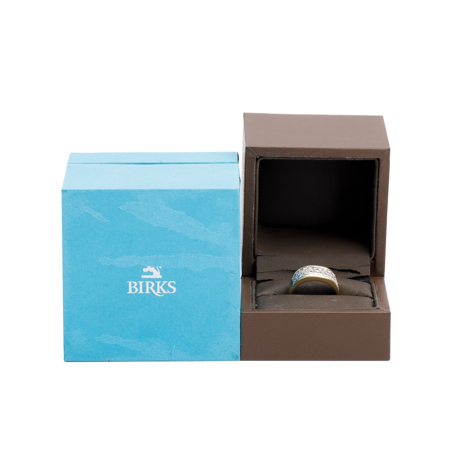 Birks 18k Yellow Gold Diamond Ring, Size 7.75 w/ Box