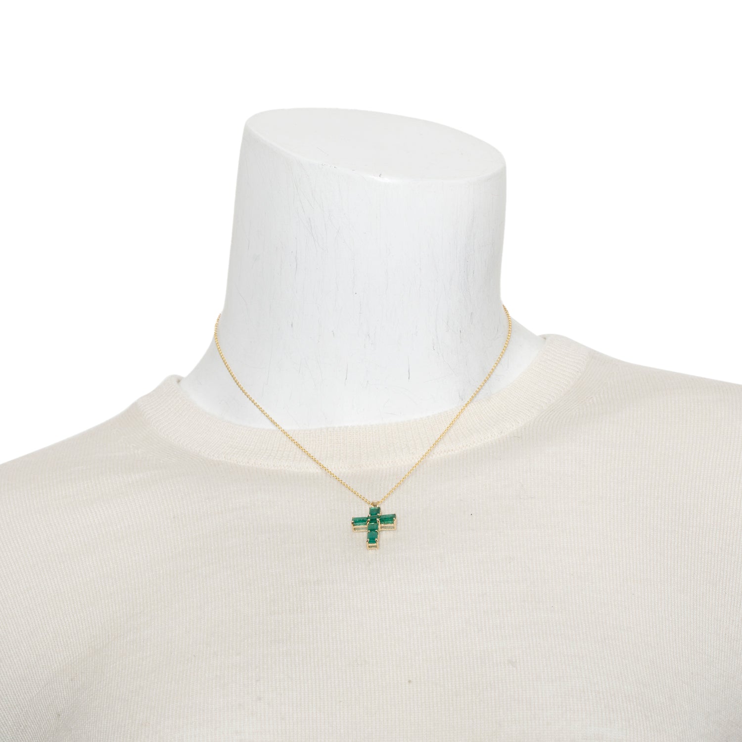 Effy 14k Yellow Gold Emerald Cross Pendant Necklace w/ Box