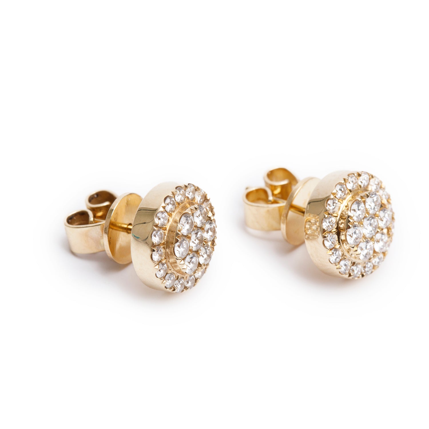 14k Yellow Gold Cluster Diamond Earrings