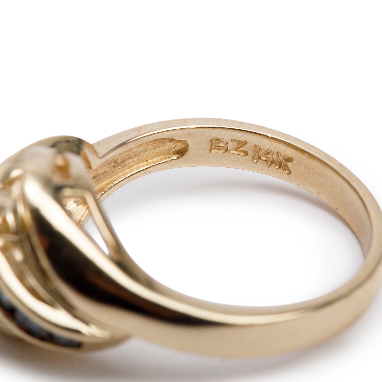 14k Yellow Gold Sapphire and Diamond Ring, Size 6.5