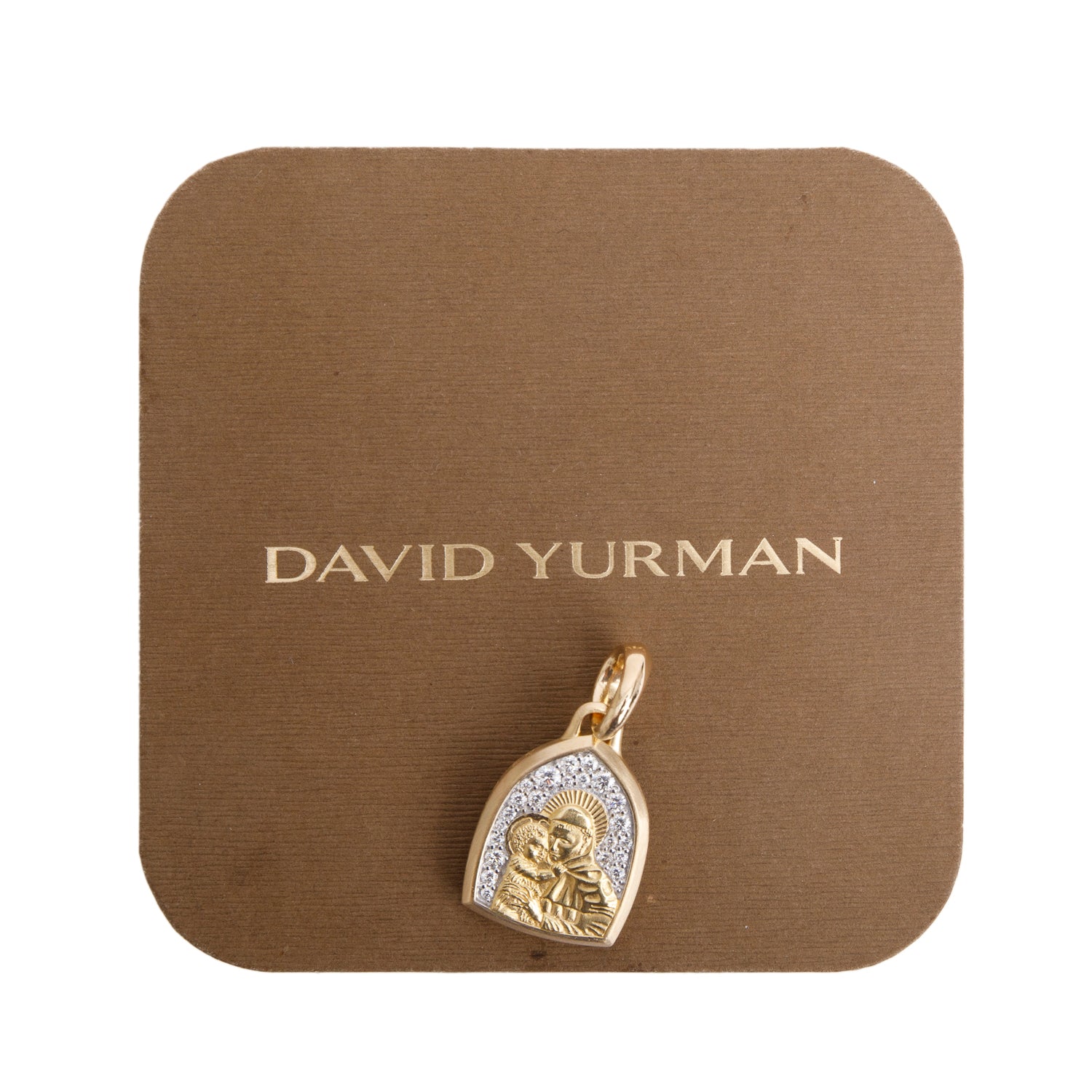 David Yurman 18k Yellow Gold Pave Diamond St. Anthony Amulet w/ Box