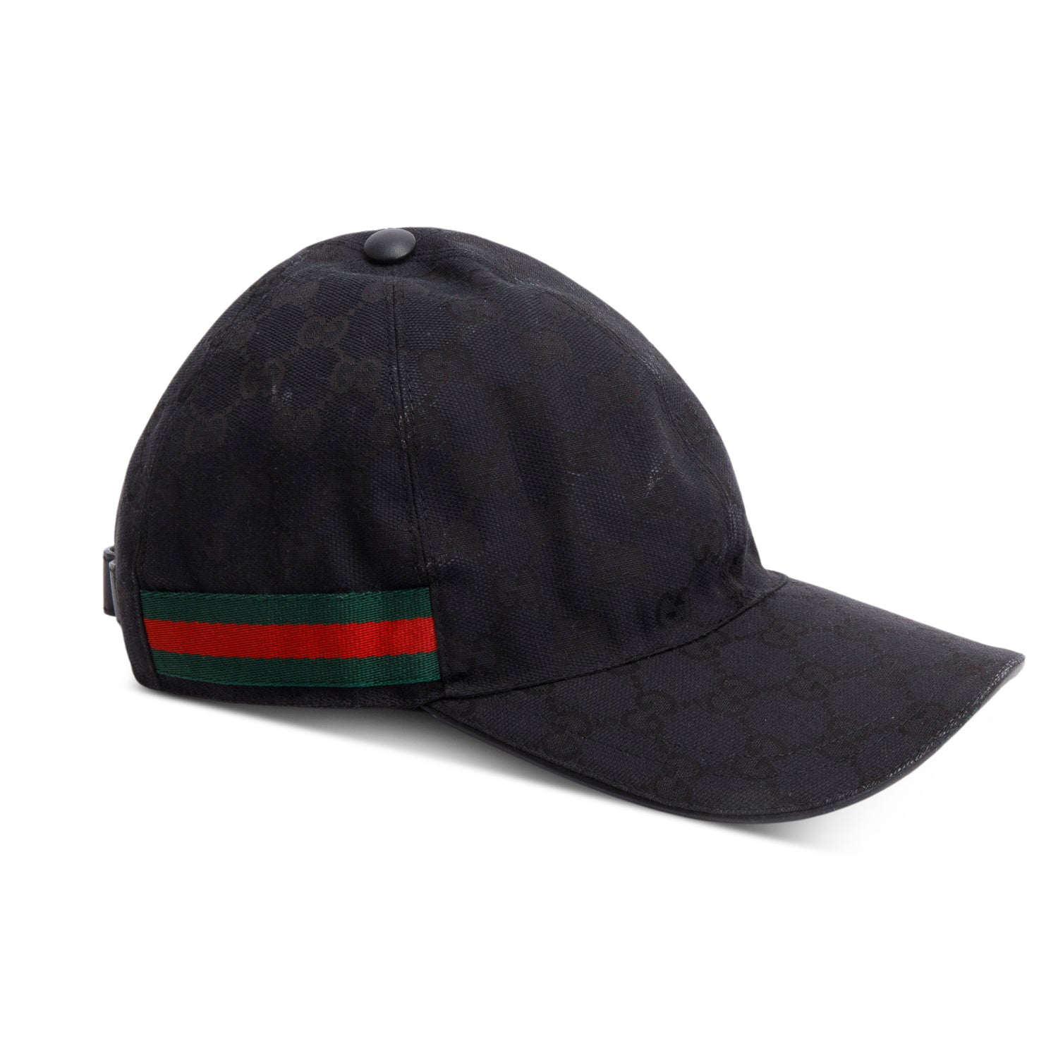 Gucci Black GG Canvas Baseball Hat with Web, Size M 58