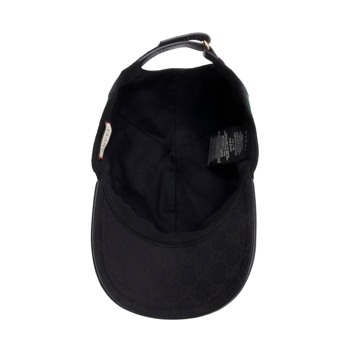 Gucci Black GG Canvas Baseball Hat with Web, Size M 58