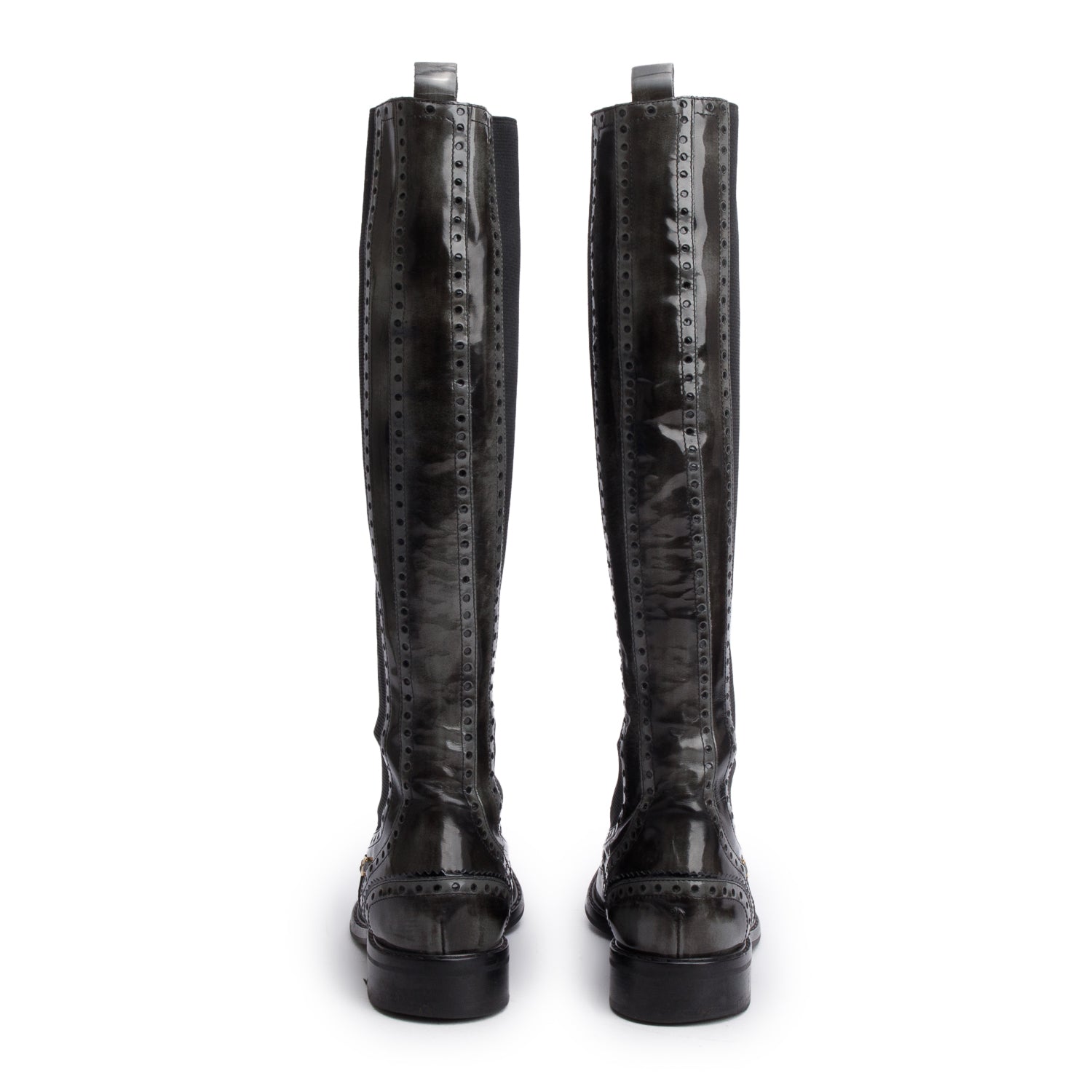 Gucci Black Patent Leather GG Knee High Boots, Size 40
