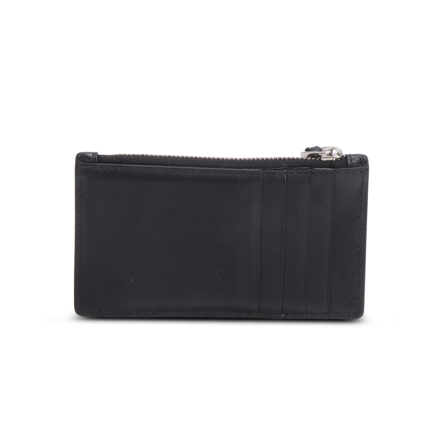 Gucci Black Signature Leather Zip Card Case w/ Box