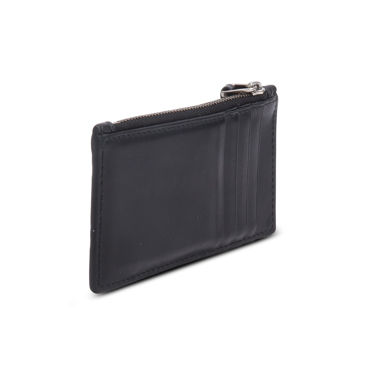 Gucci Black Signature Leather Zip Card Case w/ Box