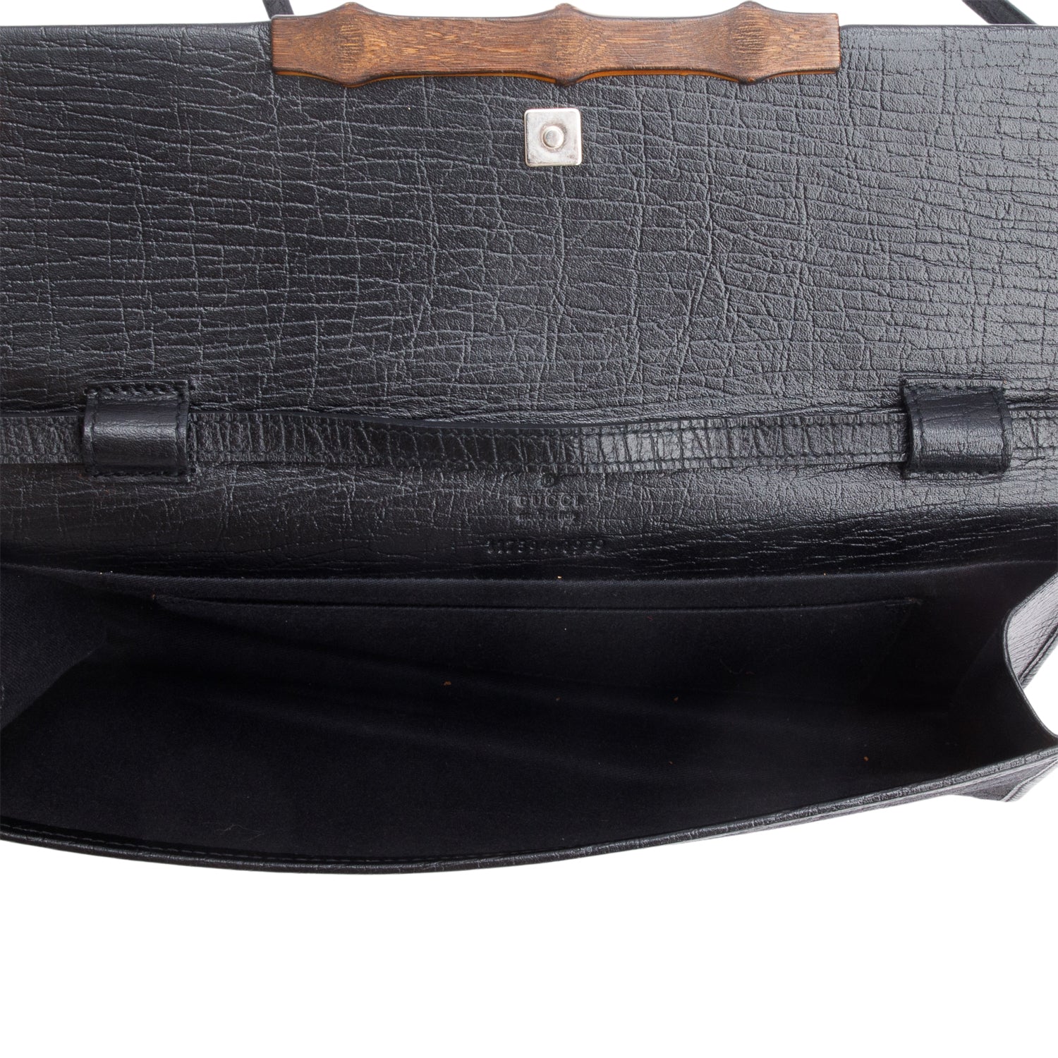 Gucci Black GG Canvas Bamboo Clutch Bag w/ Strap