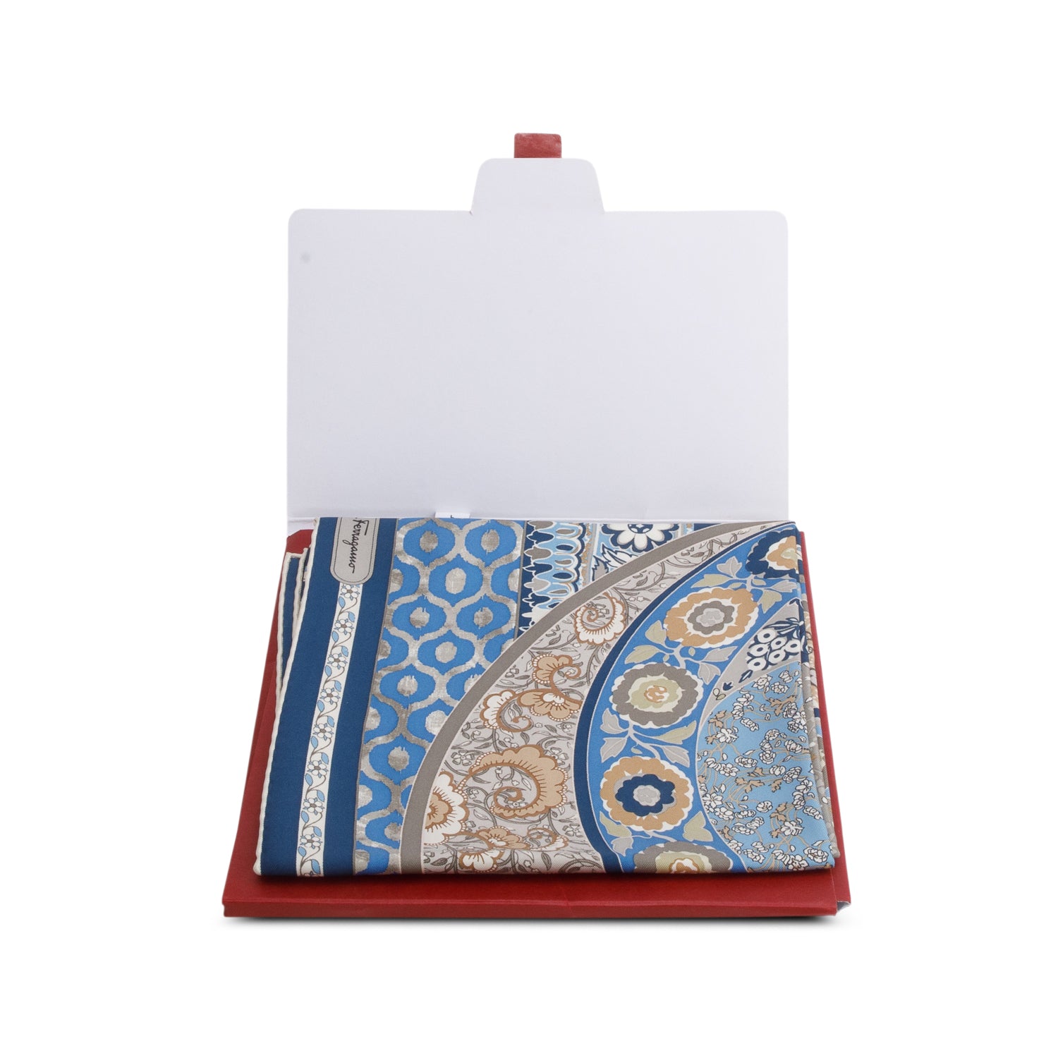Ferragamo Blue/Multicolore Print Silk Scarf 90 w/ Box