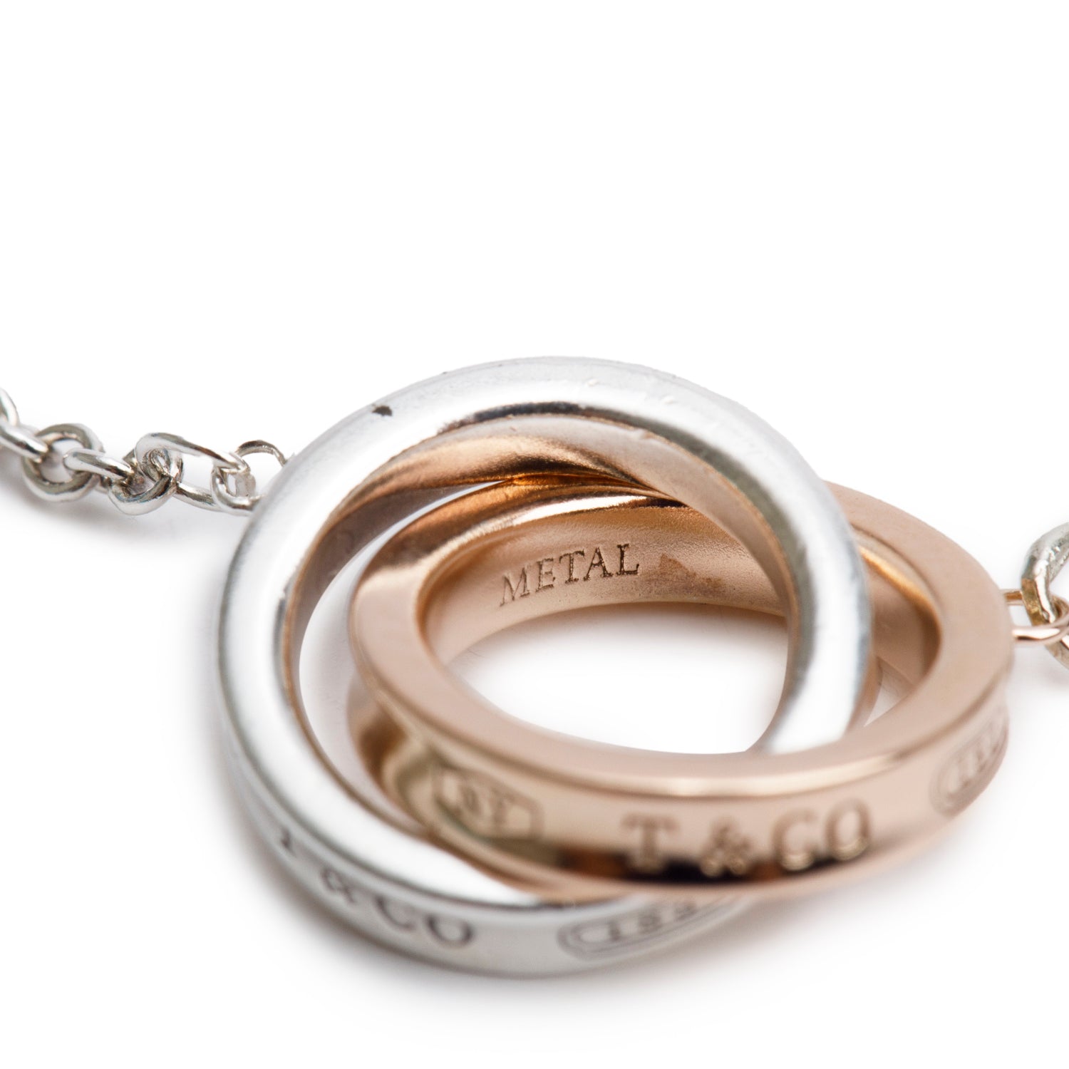 Tiffany & Co. Sterling Silver & Rubedo Metal 1837 Interlocking Circle Bracelet