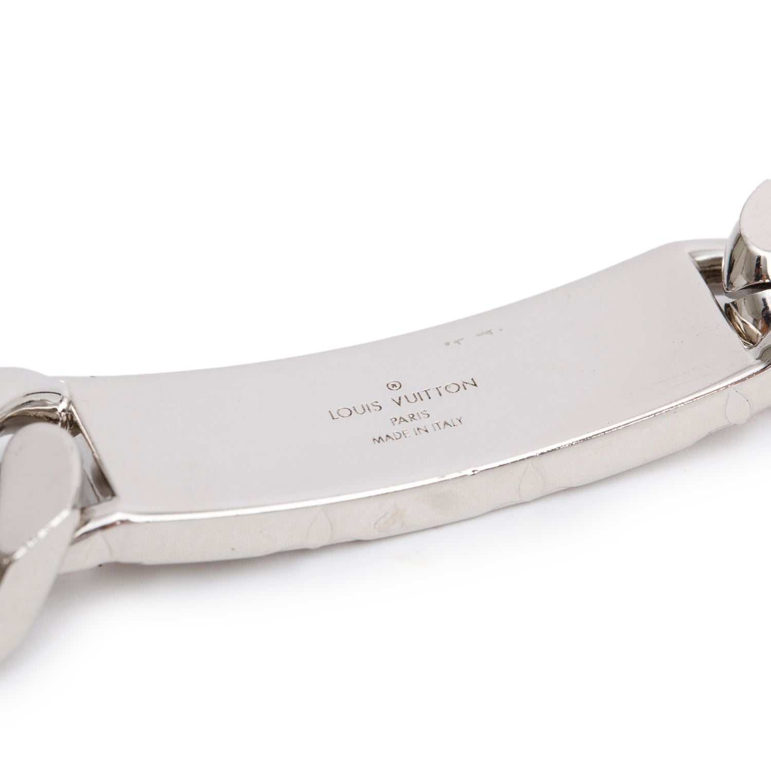 Louis Vuitton Silver-Tone Brass Monogram Chain Bracelet w/ Box