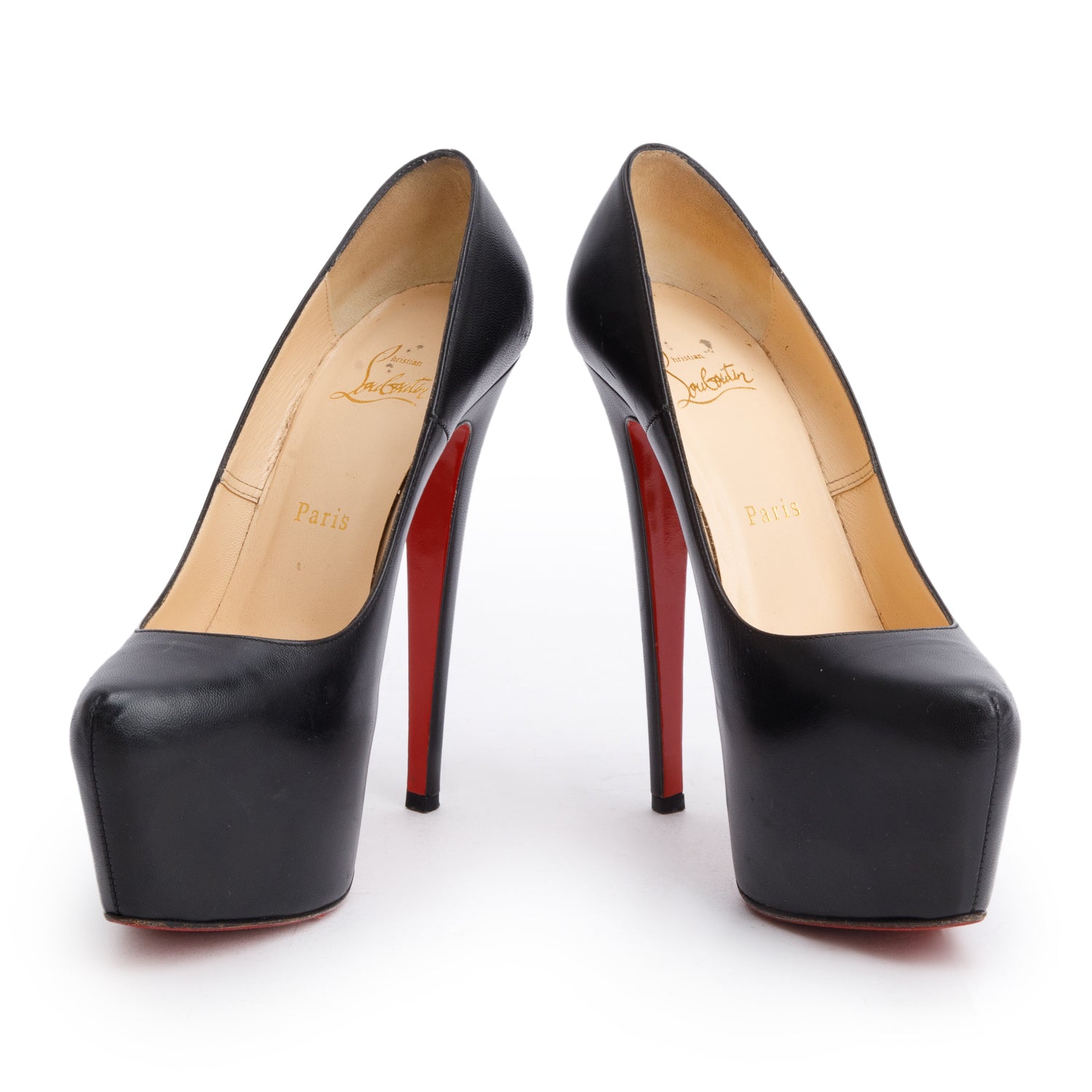 Christian Louboutin Black Leather Daffodile 160 Pumps, Size 37.5