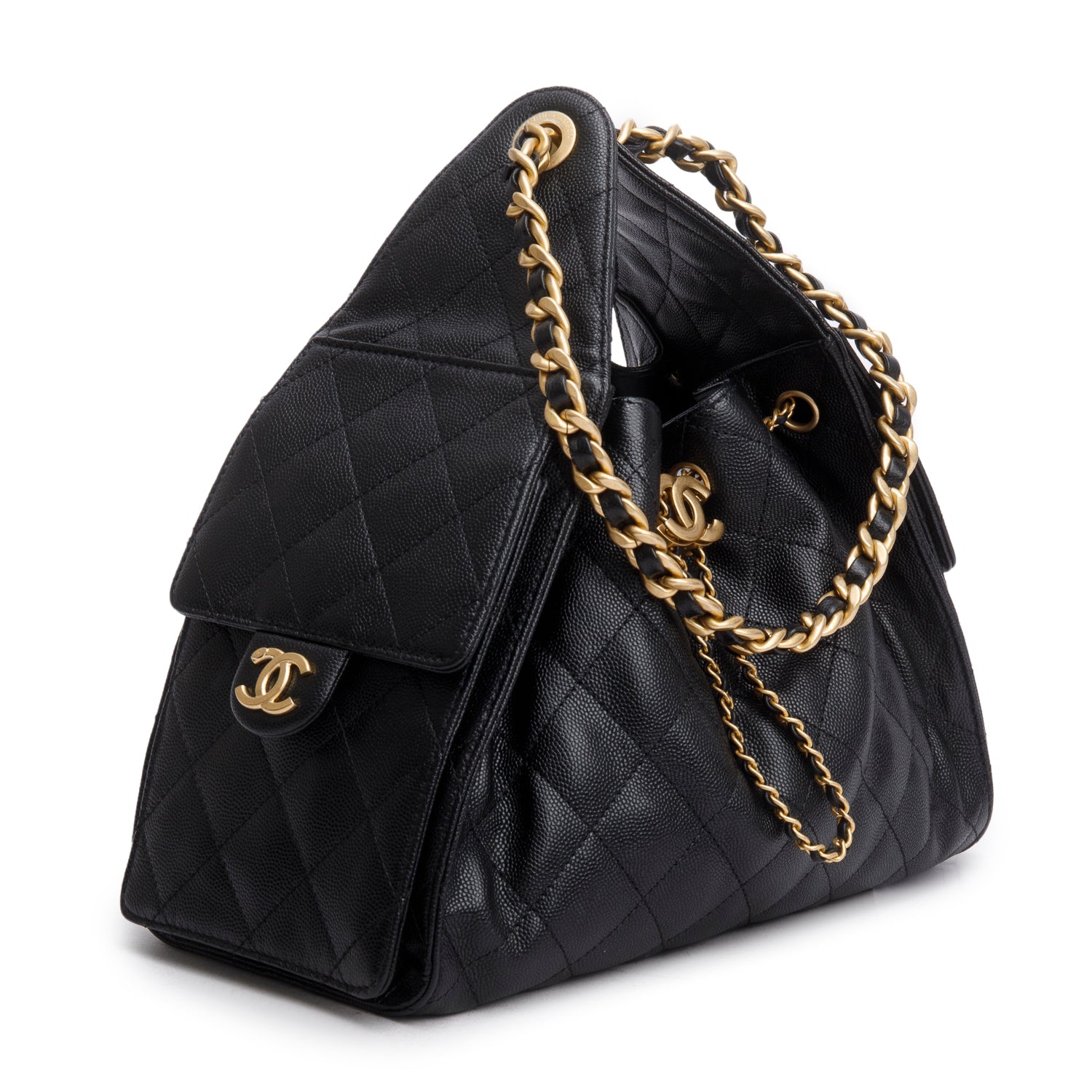 Chanel 2025 Black Caviar Leather 25 Small Bucket Bag w/ Box – OLIVER'S