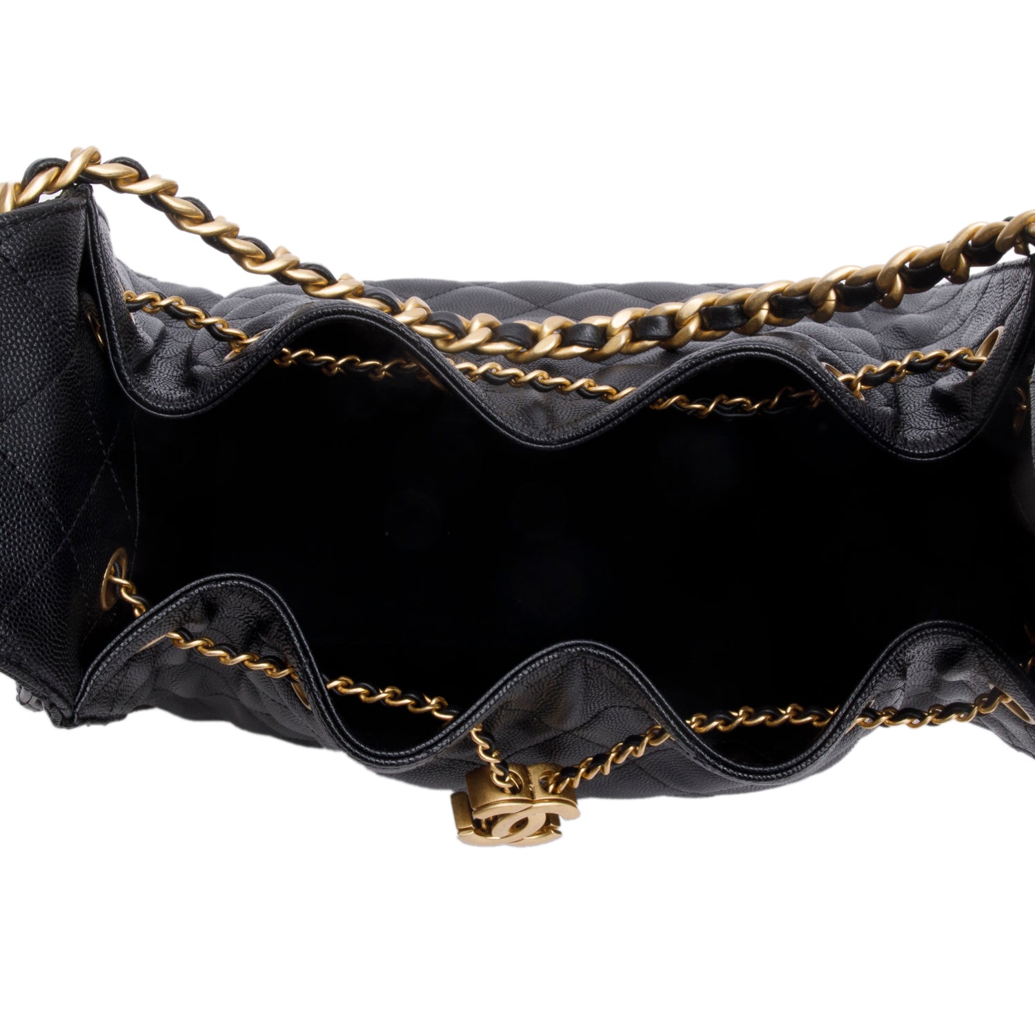 Chanel 2025 Black Caviar Leather 25 Small Bucket Bag w/ Box