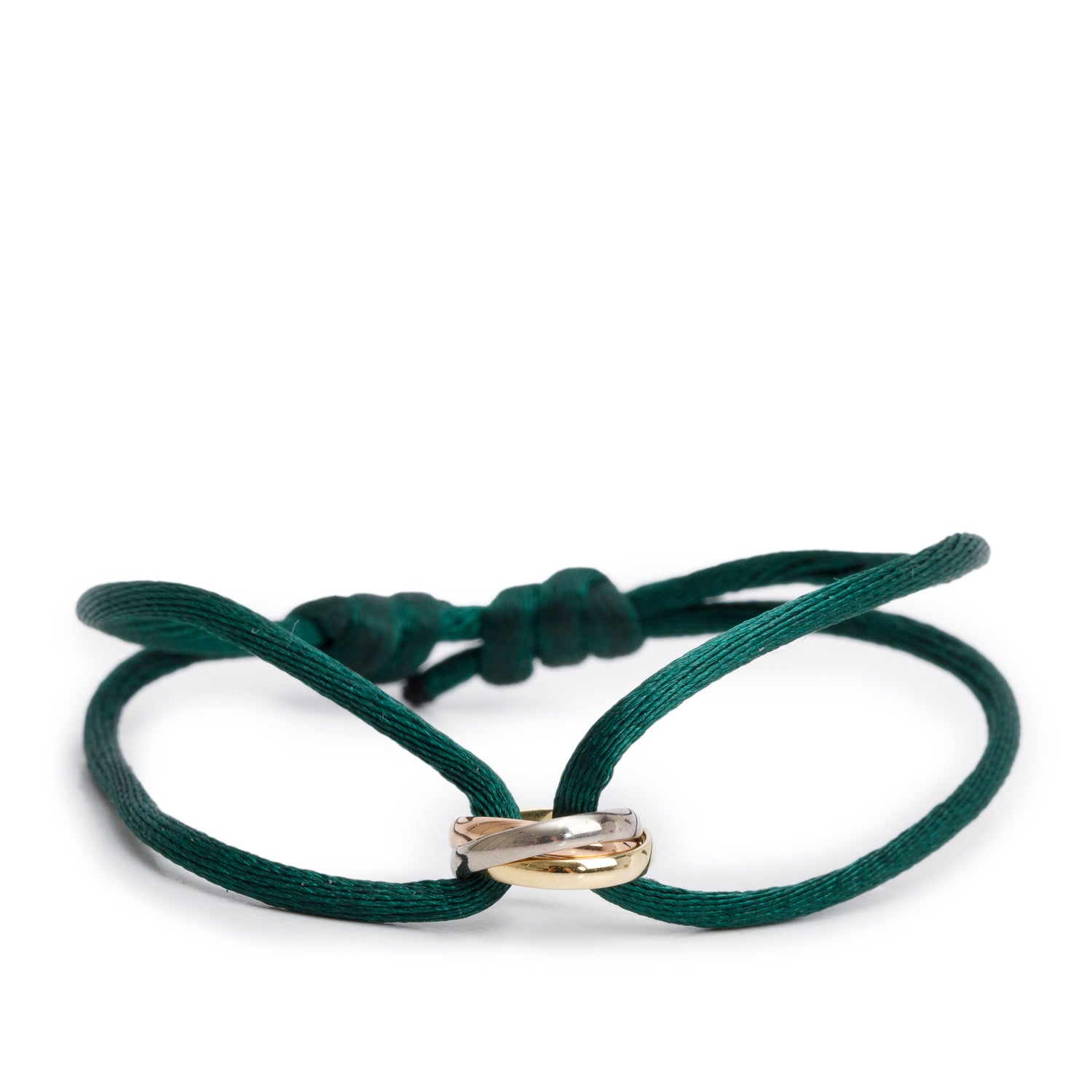 Cartier 18k White, Yellow & Rose Gold Trinity Green Cord Bracelet