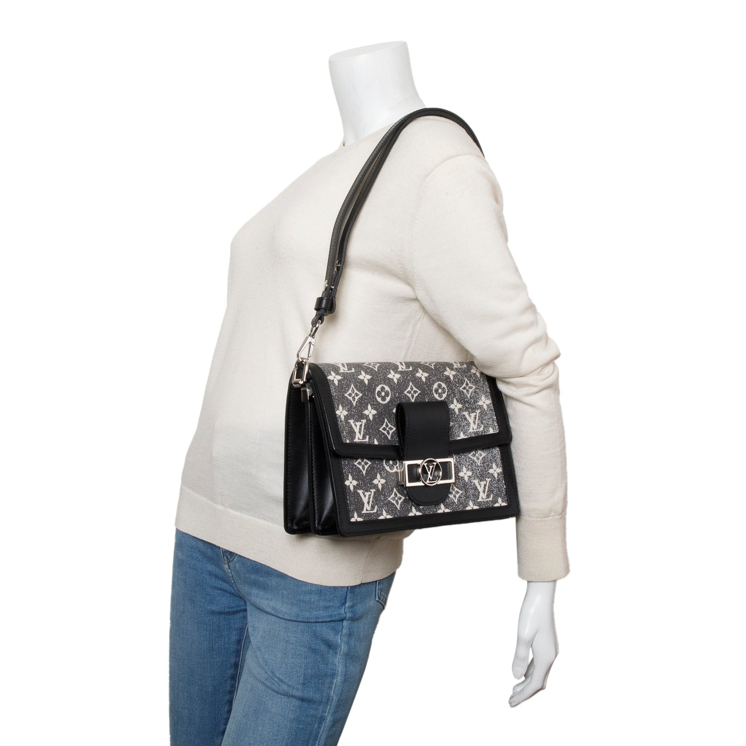 Louis Vuitton 2022 Denim Monogram Jacquard Dauphine MM w/ Box, Straps & Receipt