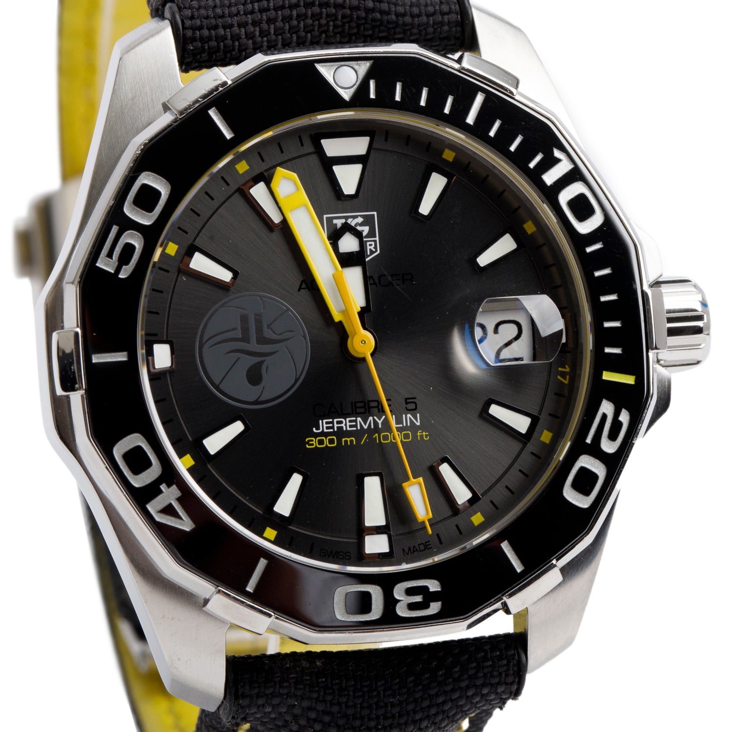 Tag Heuer Stainless Steel Aquaracer Jeremy Lin Special Edition 41 MM Automatic Watch Grey Dial WAY211F w/ Box & Papers