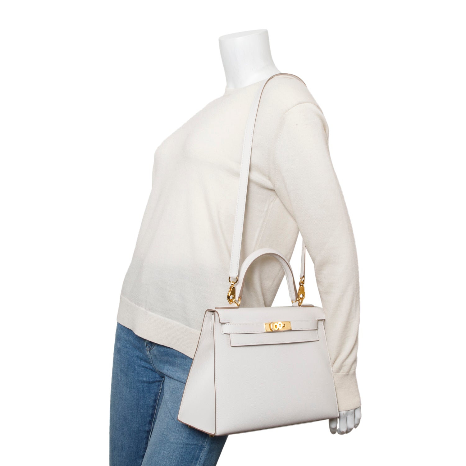 Hermes 2023 Gris Pale Epsom Kelly II Sellier 28 w/ Strap, Box & Receipt
