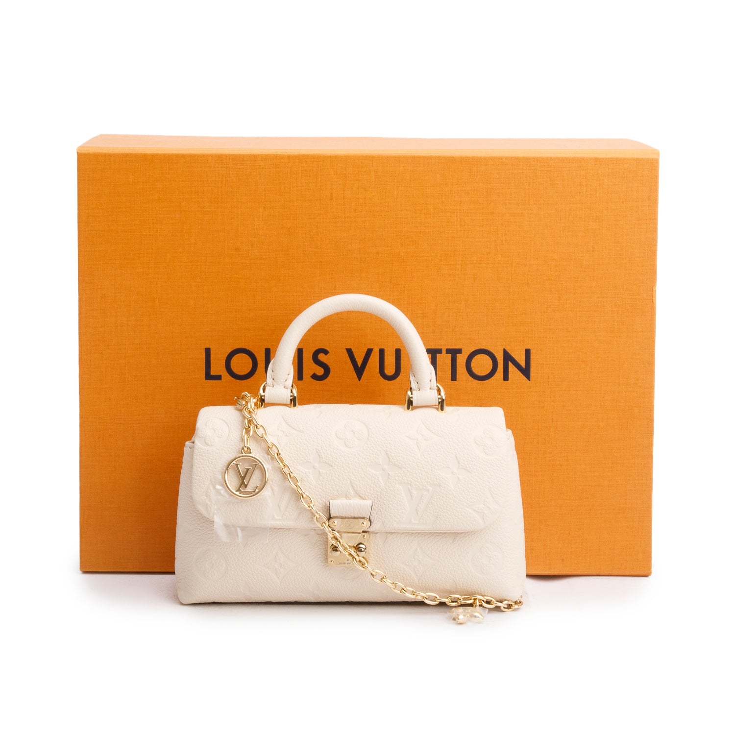 Louis Vuitton 2025 Creme Monogram Empreinte Leather Nano Madeleine w/ Straps, Box & Receipt