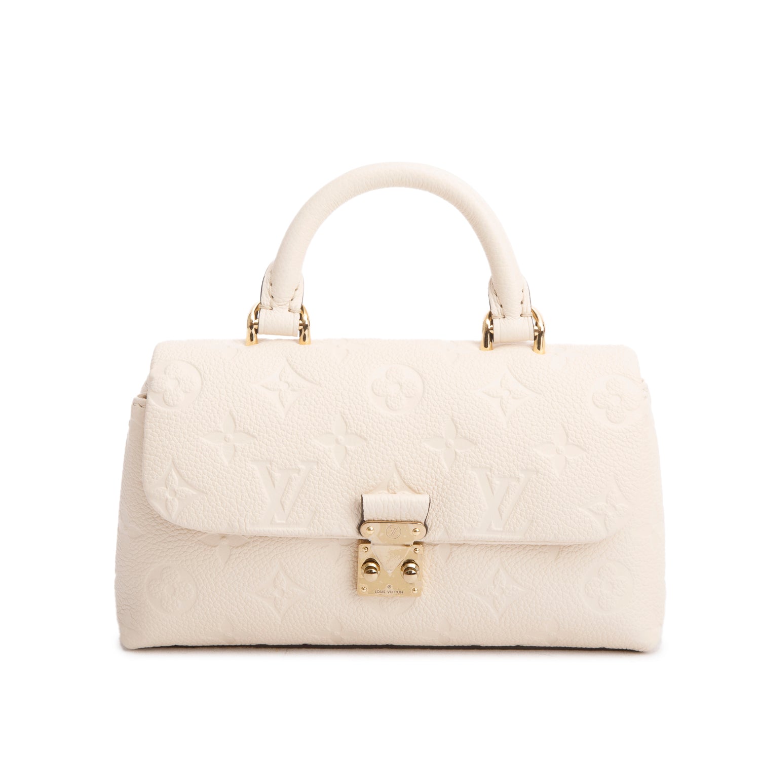 Louis Vuitton 2025 Creme Monogram Empreinte Leather Nano Madeleine w/ Straps, Box & Receipt