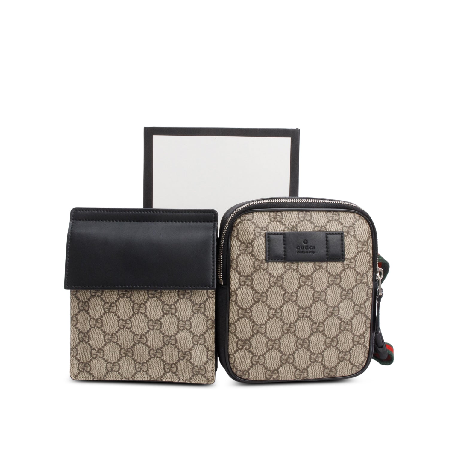 Gucci 2020 GG Supreme Web Double Belt Bag w/ Box & Receipt