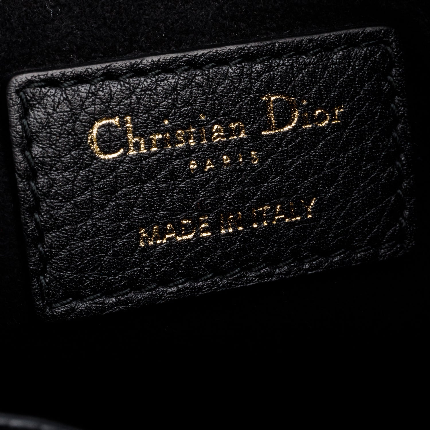 Christian Dior Black Grained Calfskin Cannage Medium Lady Dior w/ Box
