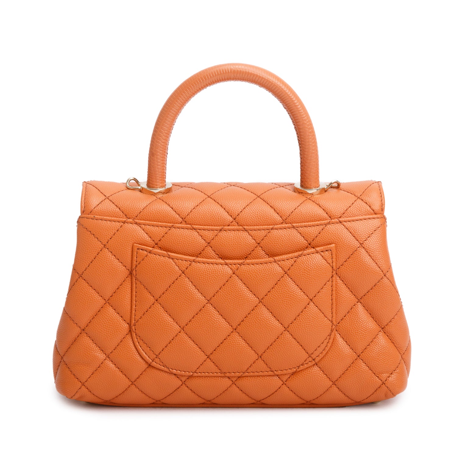 Chanel Orange Caviar Quilted Mini Coco Handle Flap w/ Strap