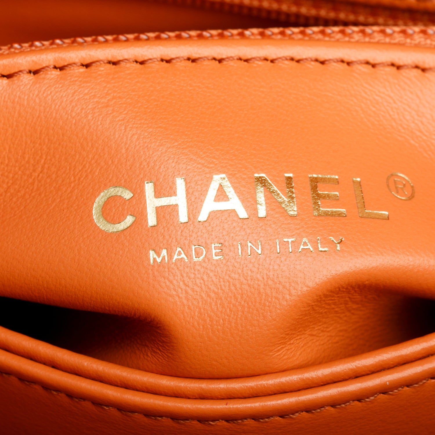 Chanel Orange Caviar Quilted Mini Coco Handle Flap w/ Strap