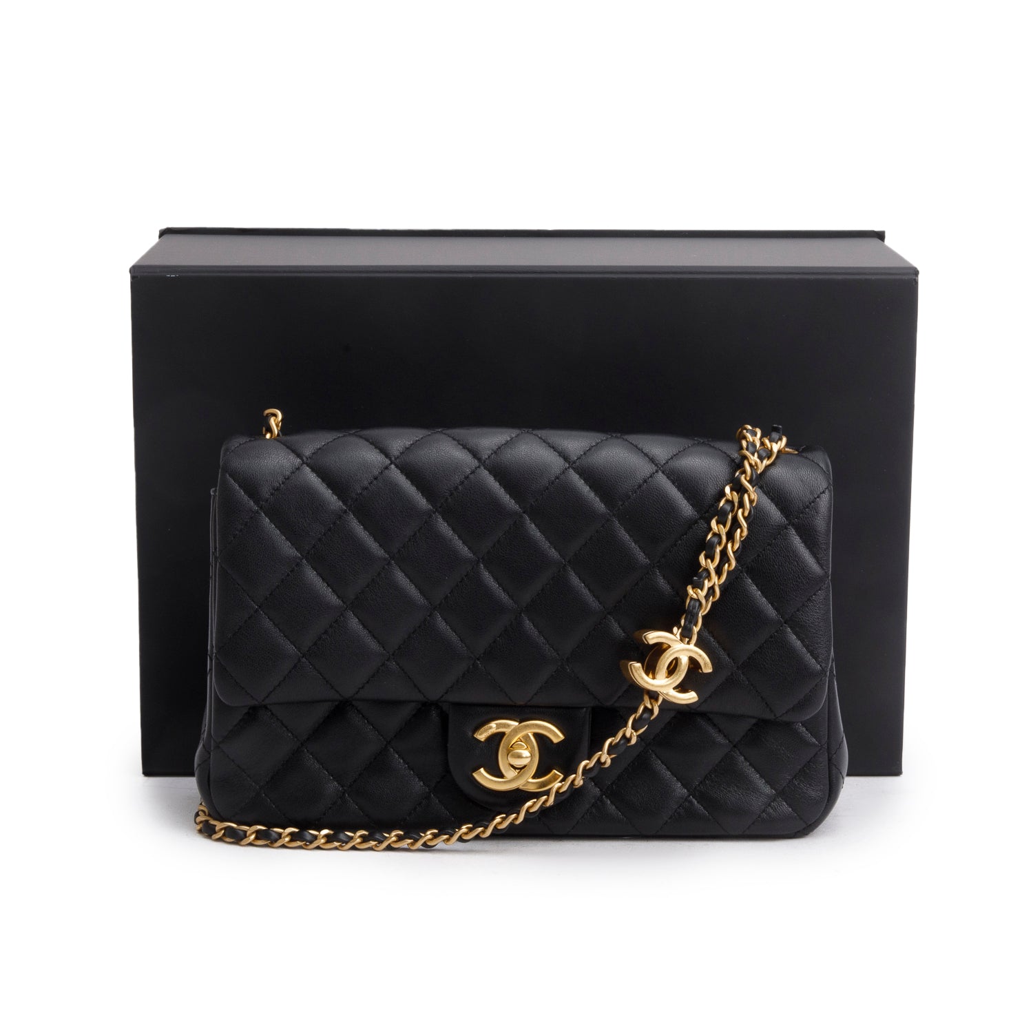 Chanel 2025 Black Lambskin Classic Flap w/ Box & Receipt