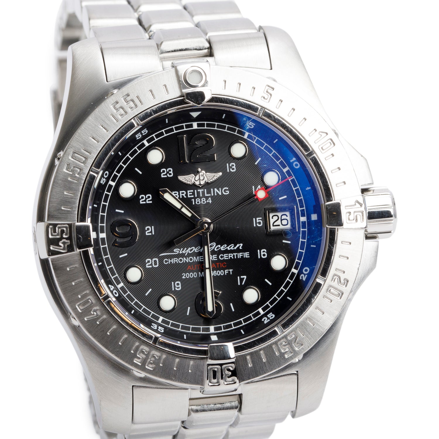 Breitling Stainless Steel Superocean Steelfish 44 MM Automatic Watch Black Dial A17390 w/ Box