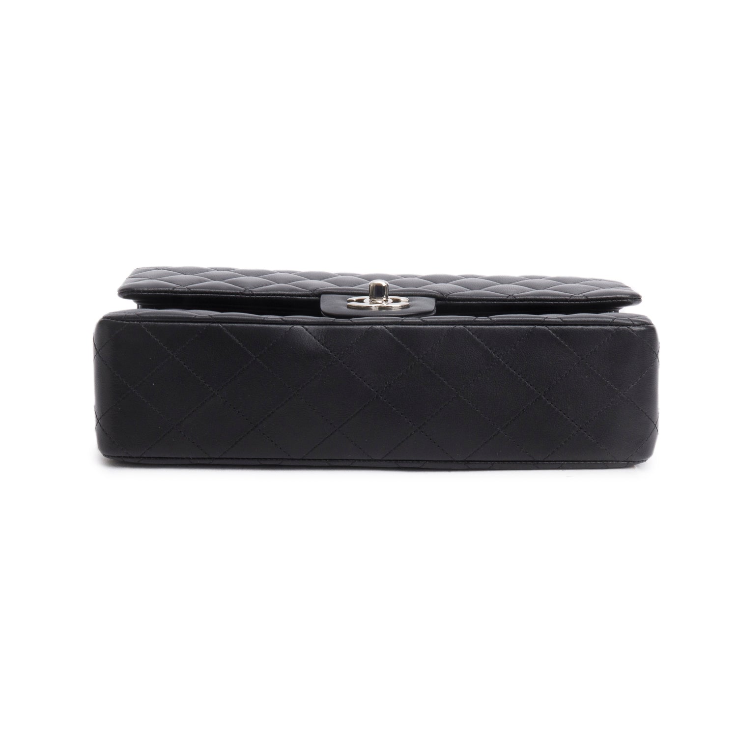 Chanel Black Quilted Lambskin Leather Classic Medium Double Flap Bag