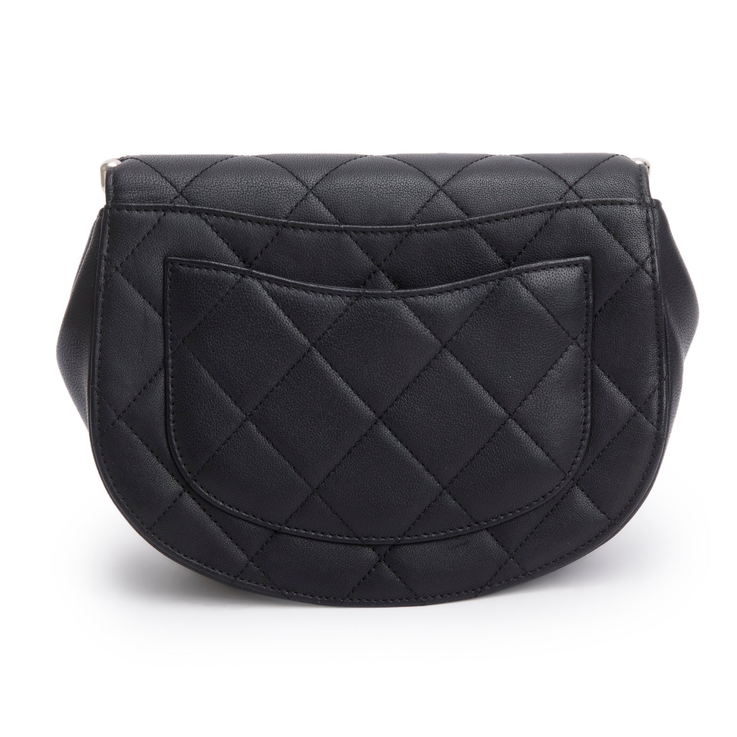 Chanel Black Lambskin Quilted Small Studded Bubble Flap