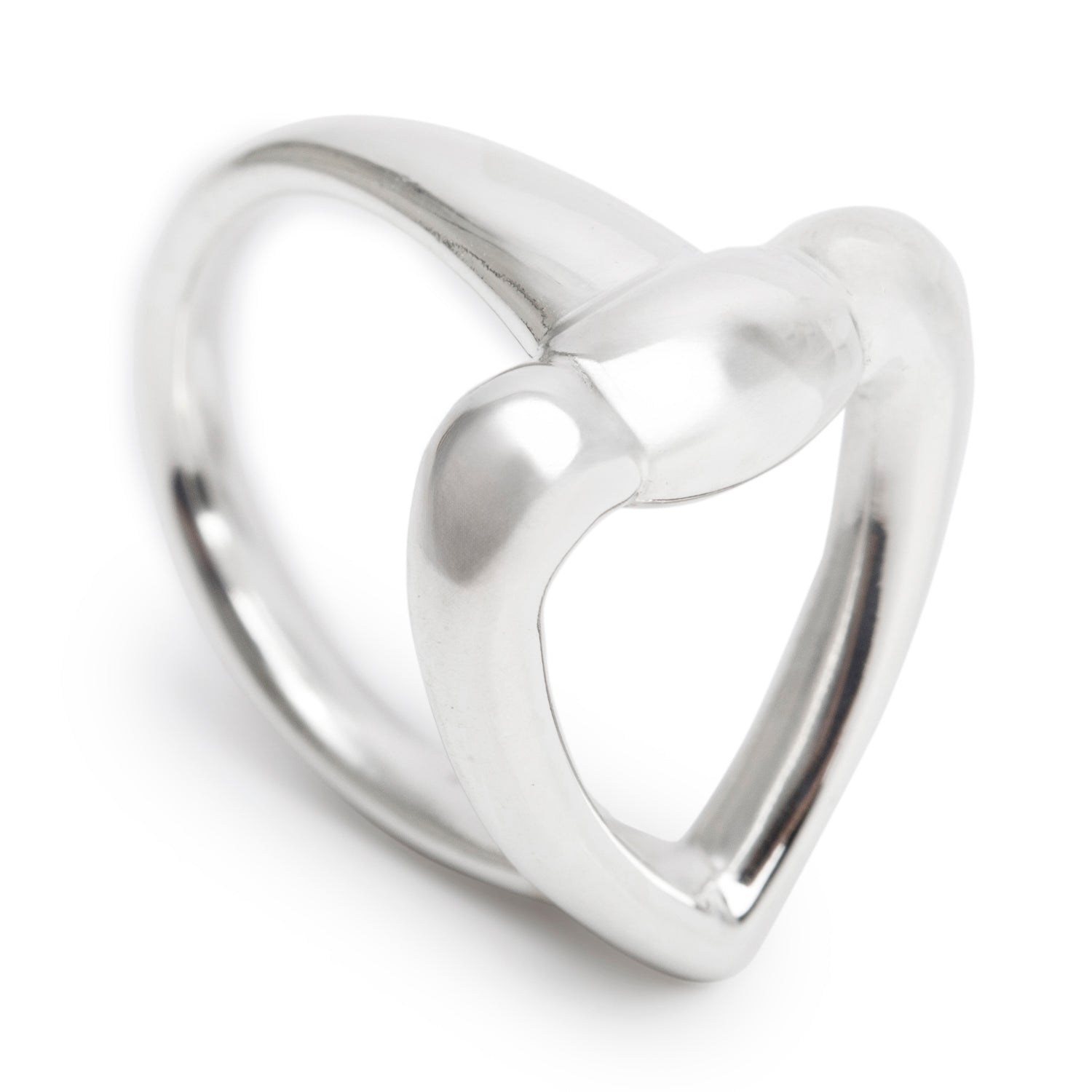 Gucci Sterling Silver Horsebit Heart Ring, Size 15 6.5