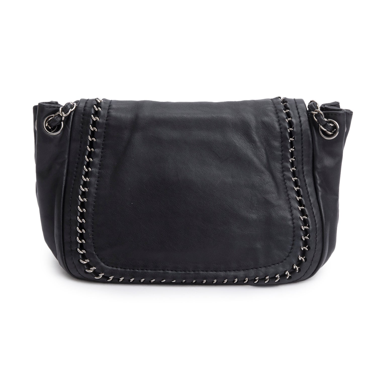 Chanel Black Lambskin Luxe Ligne Accordion Flap Bag w/ Authenticity Card