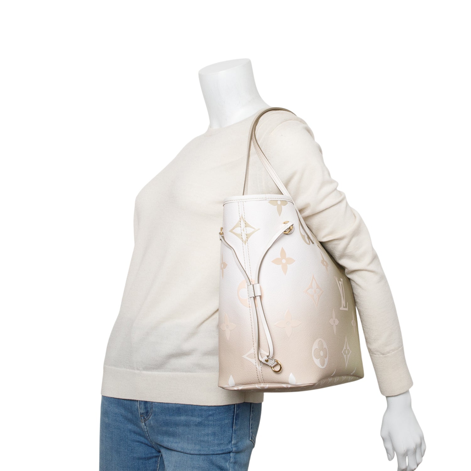 Louis Vuitton Monogram Sunset Khaki Giant Spring in The City Neverfull MM w/ Pouch