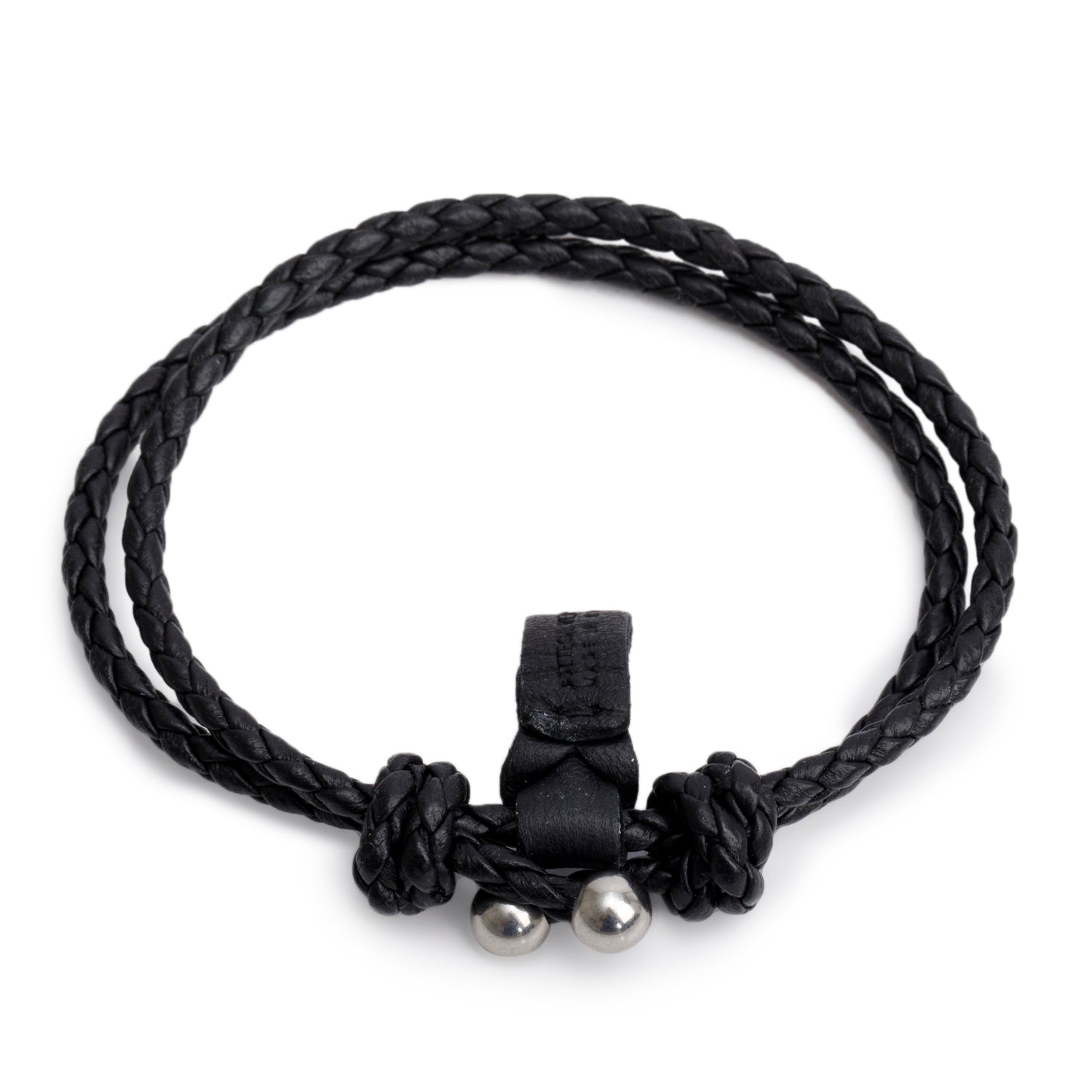 Bottega Veneta Black Intrecciato Leather Double Strand Bracelet