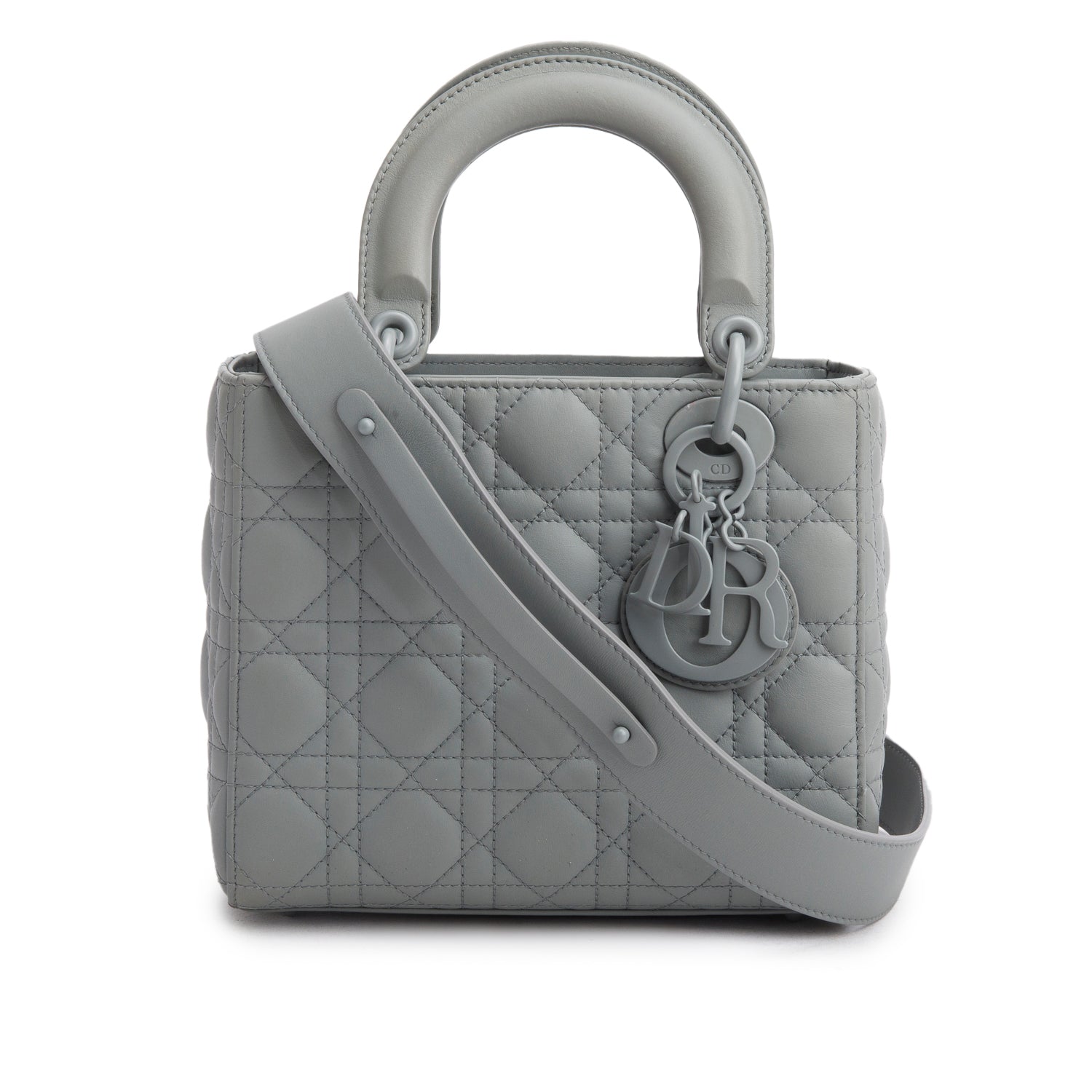 Christian Dior 2020 Gray Ultra Matte Calfskin Cannage Small My ABCDior Lady Dior w/ Strap & Box