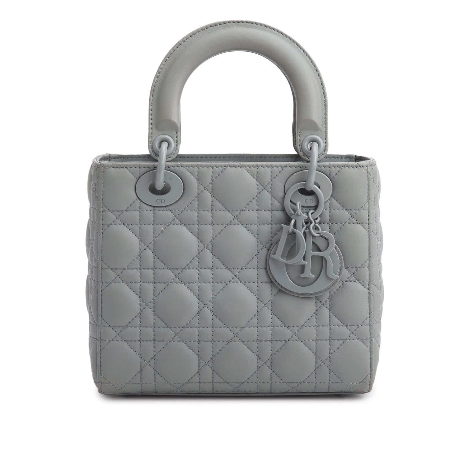 Christian Dior 2020 Gray Ultra Matte Calfskin Cannage Small My ABCDior Lady Dior w/ Strap & Box