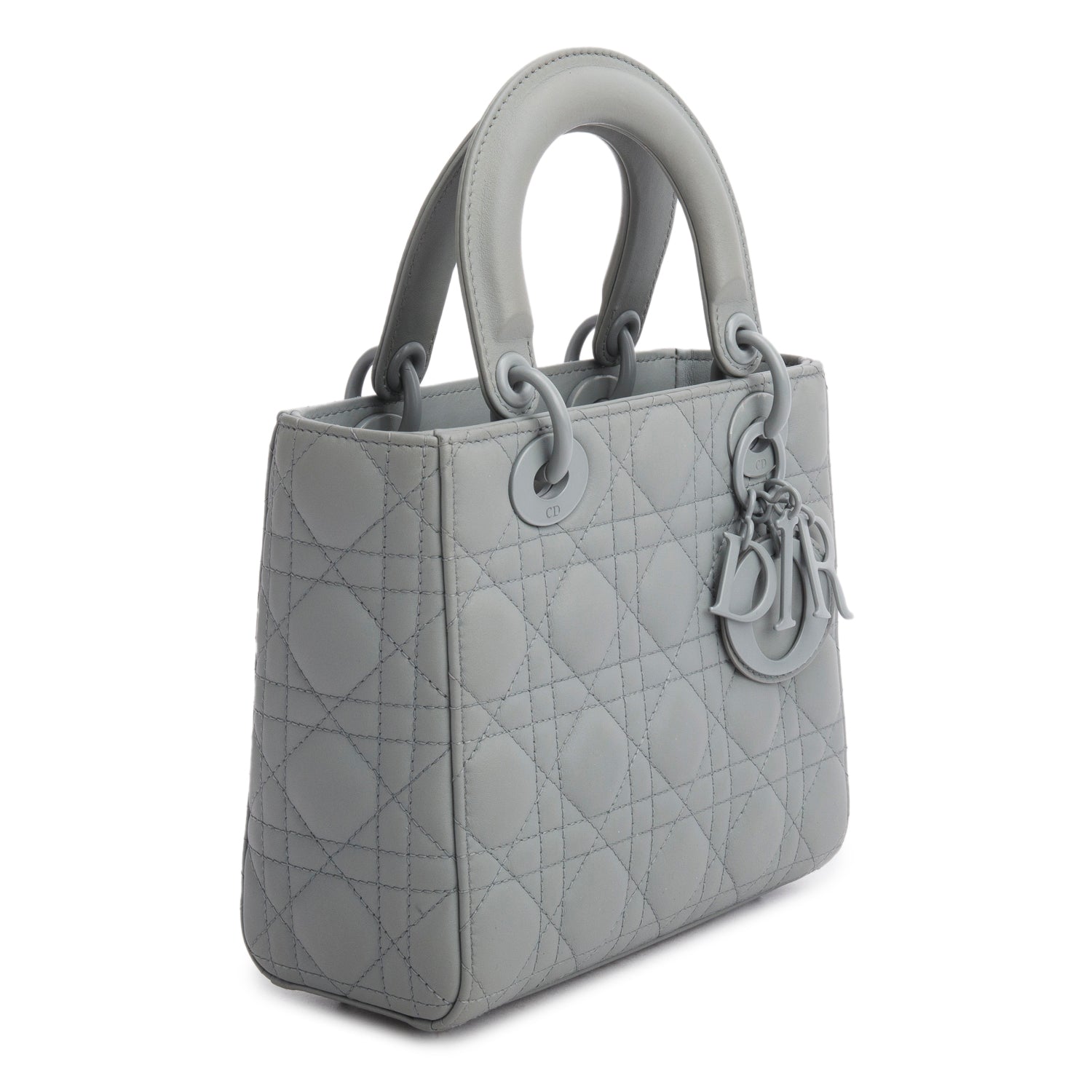 Christian Dior 2020 Gray Ultra Matte Calfskin Cannage Small My ABCDior Lady Dior w/ Strap & Box