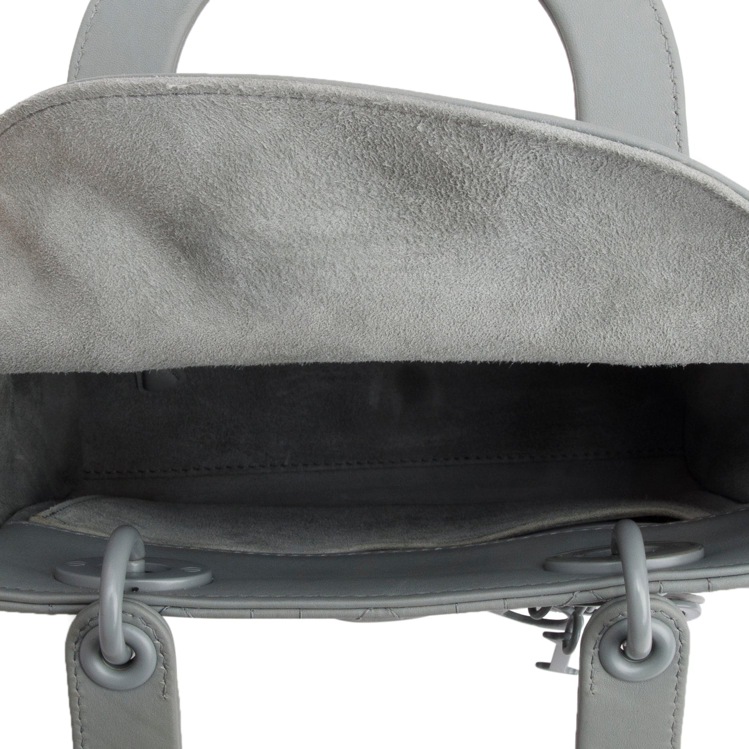 Christian Dior 2020 Gray Ultra Matte Calfskin Cannage Small My ABCDior Lady Dior w/ Strap & Box