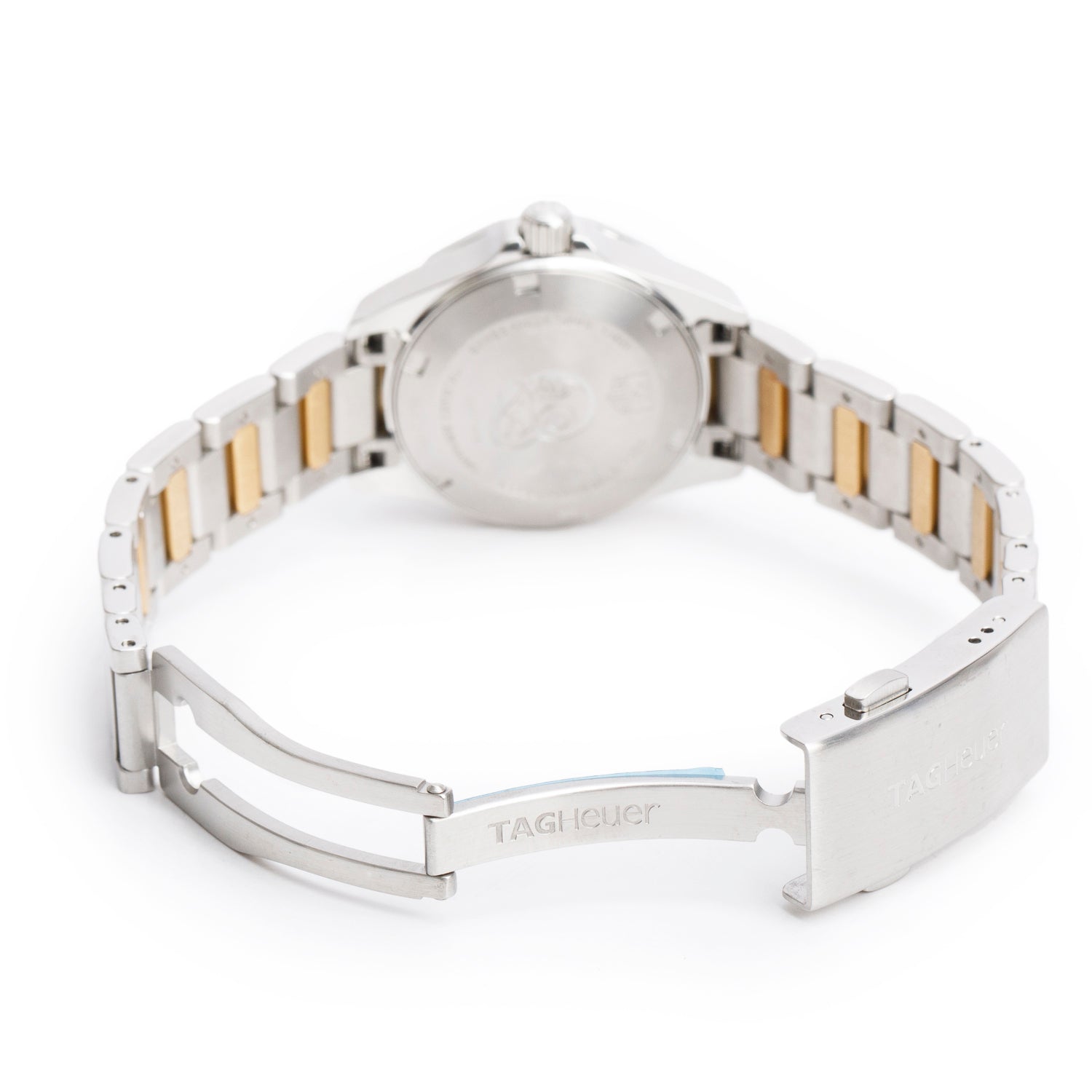 Tag Heuer Stainless Steel & 18k Yellow Gold Aquaracer 27 MM Quartz Watch Silver Dial WAY1455 w/ Box & Papers