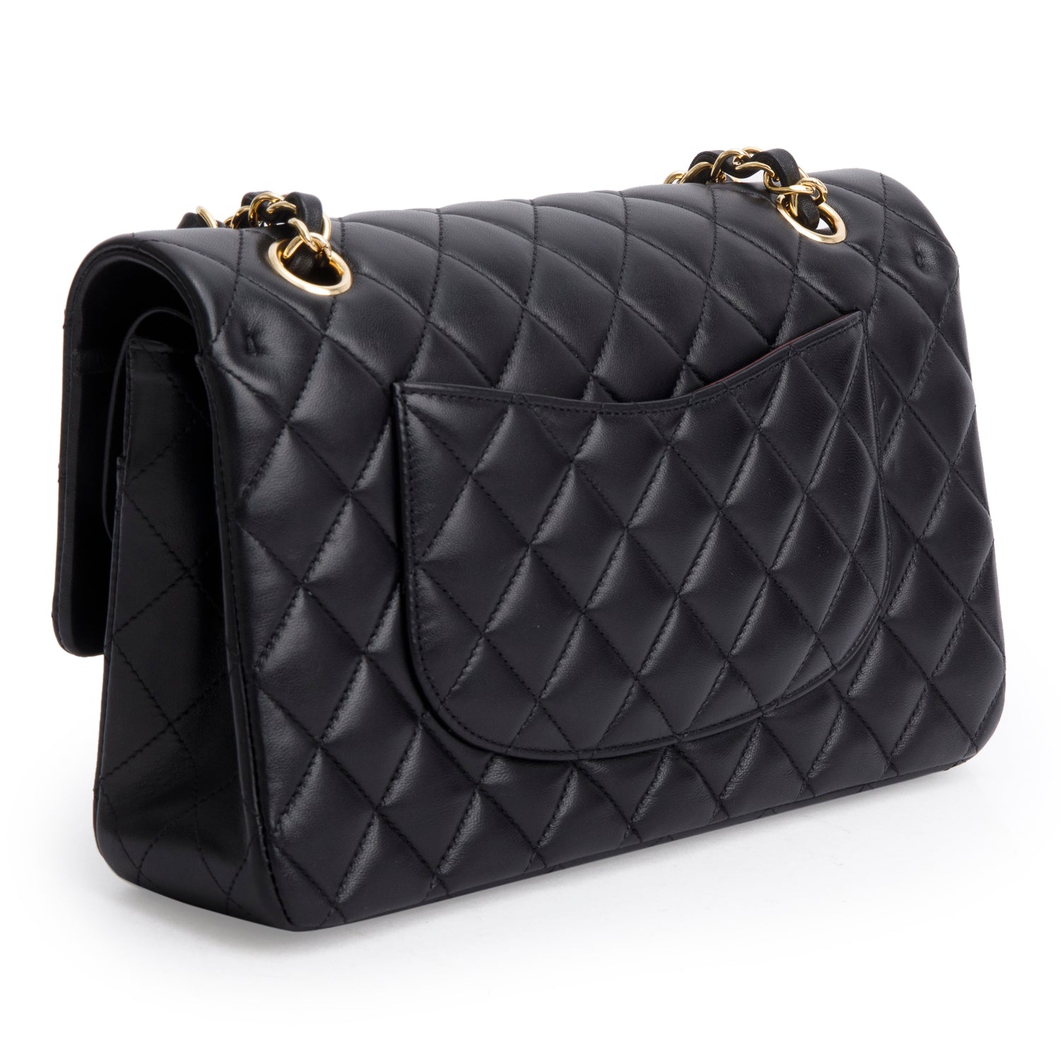 Chanel 2023 Black Quilted Lambskin Leather Classic Medium Double Flap Bag w/ Box & Receipt