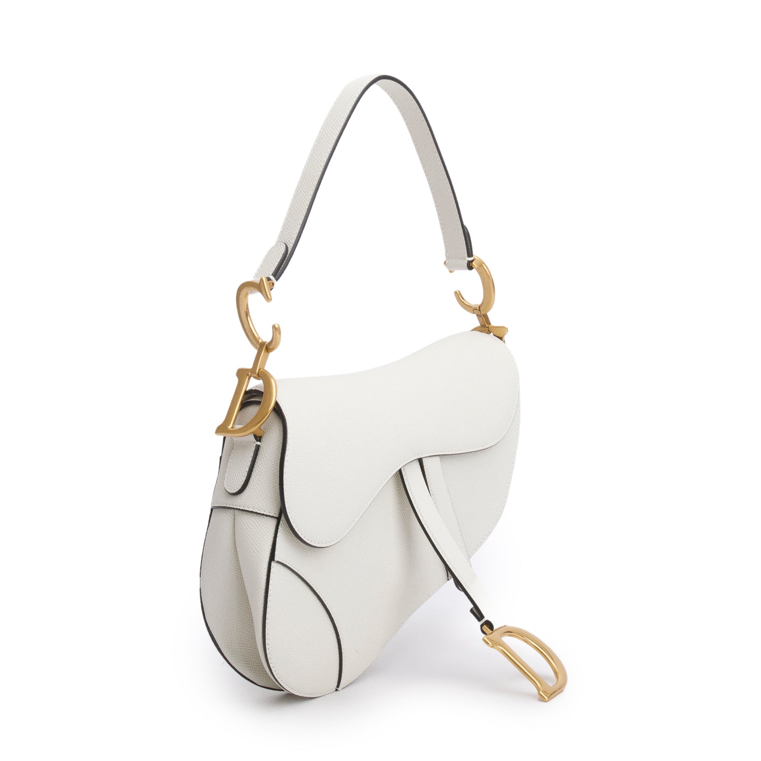 Christian Dior 2021 Cream Grained Calfskin Saddle Bag w/ Box & Authenticity Card