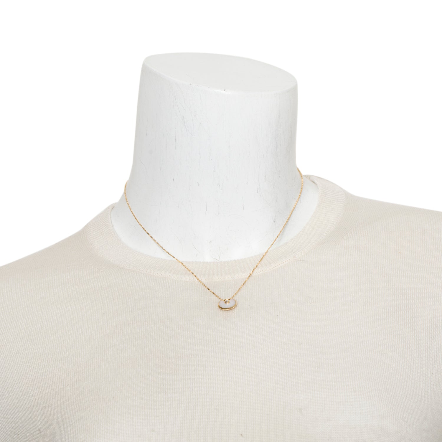 Cartier 18k Yellow Gold Mother of Pearl & Diamond Amulette de Cartier Pendant Necklace, XS Model w/ Box & Certificate