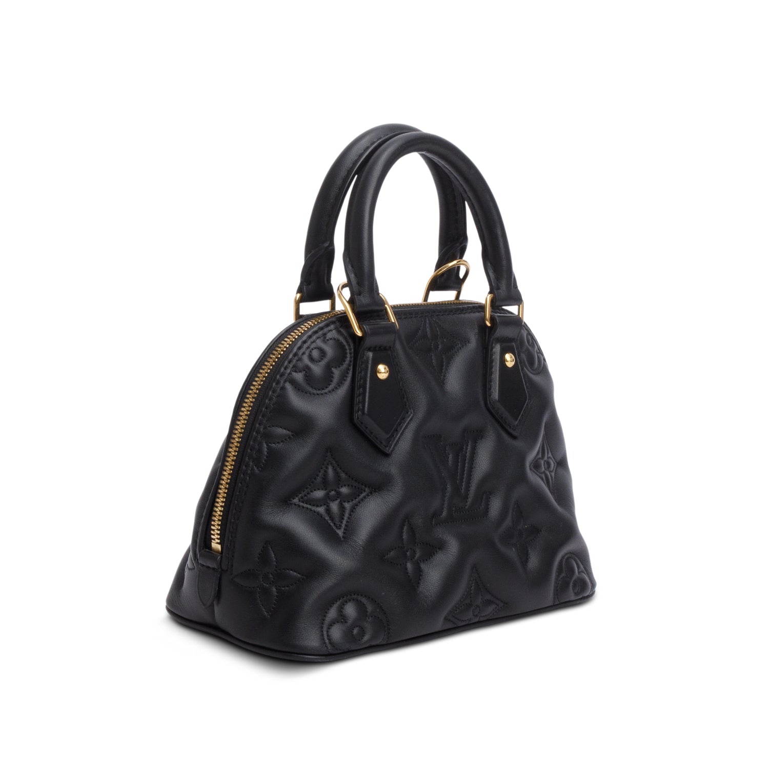 Louis Vuitton Black Calfskin Bubblegram Alma BB w/ Strap