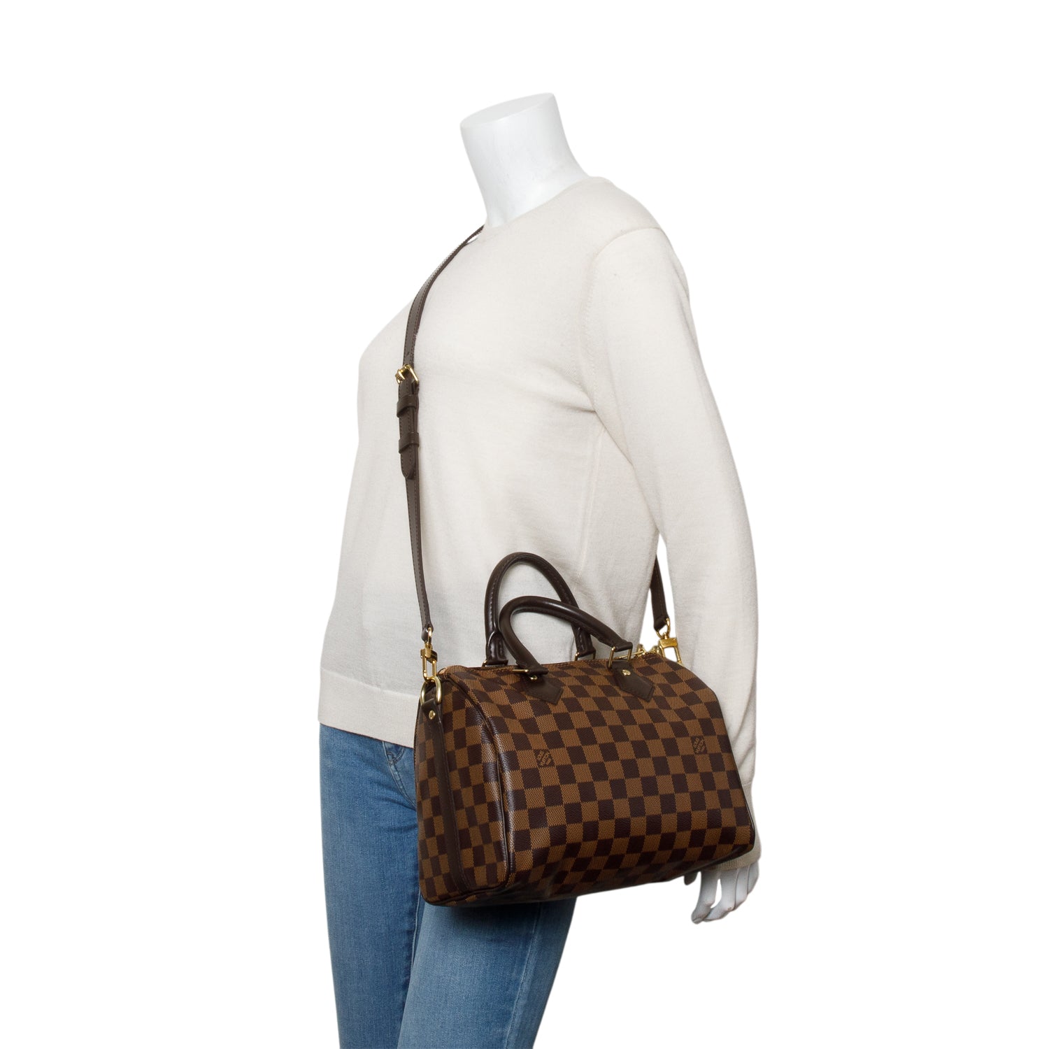 Louis Vuitton 2020 Damier Ebene Speedy Bandouliere 25 w/ Strap