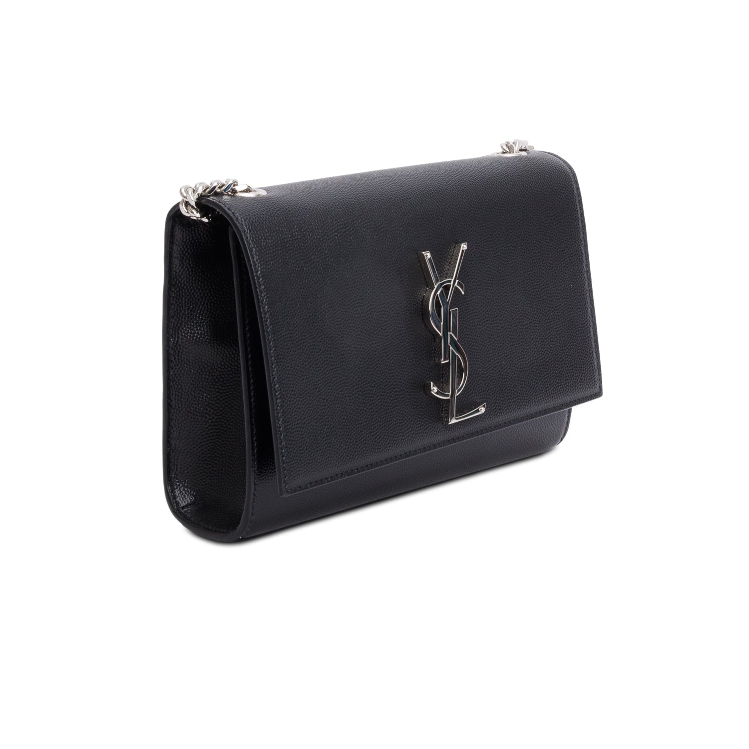 Saint Laurent 2023 Black Grain De Poudre Small Monogram Kate Satchel w/ Box & Receipt