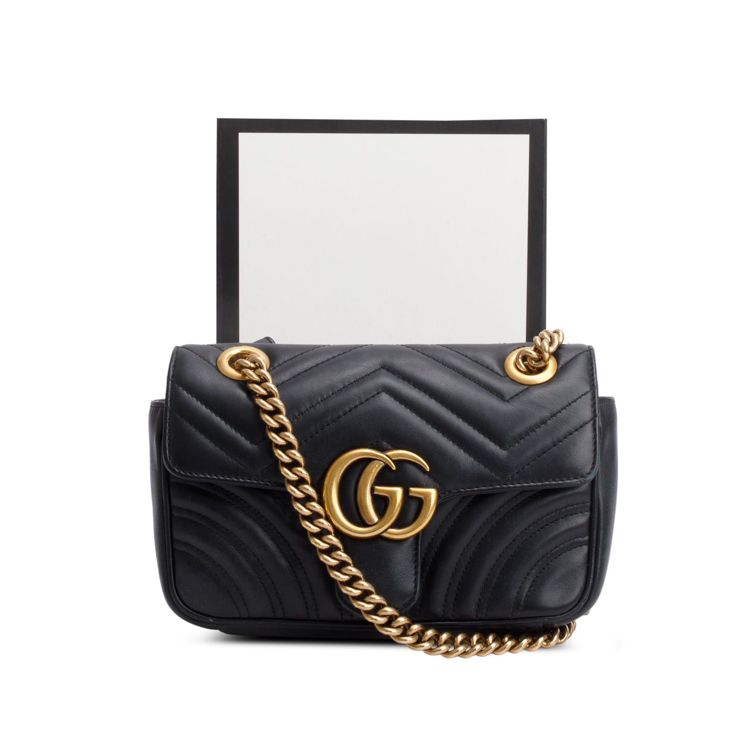 Gucci Black GG Marmont Matelasse Small Shoulder Bag w/ Box